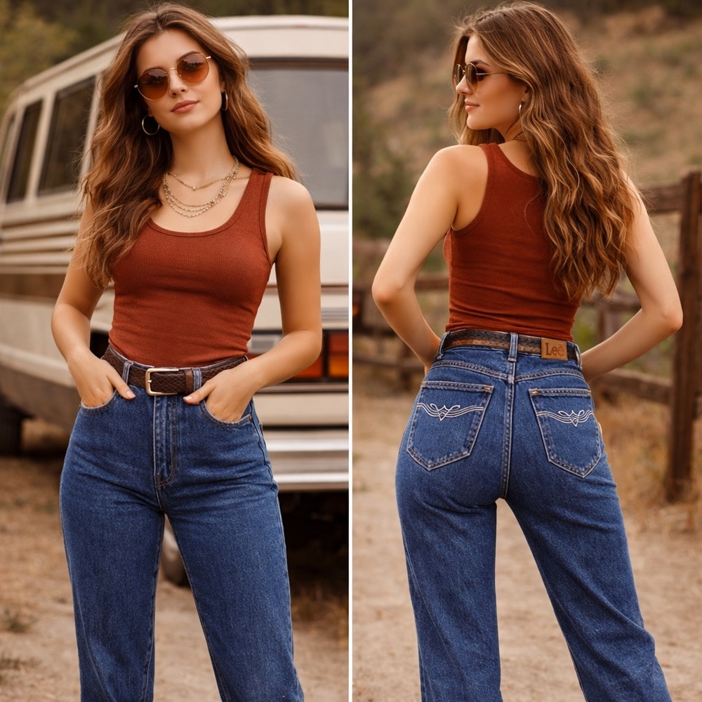 Vintage Lee Riders 1970s Women’s Jeans 26x29 High Waist Embroidered Pocket